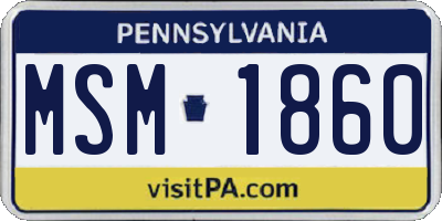 PA license plate MSM1860