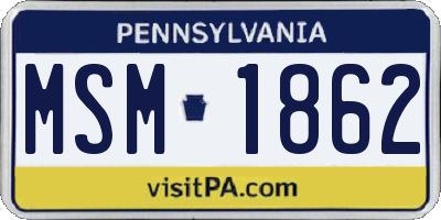 PA license plate MSM1862