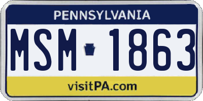 PA license plate MSM1863