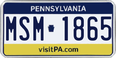 PA license plate MSM1865