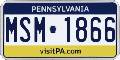 PA license plate MSM1866