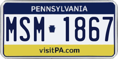 PA license plate MSM1867