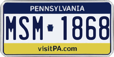 PA license plate MSM1868