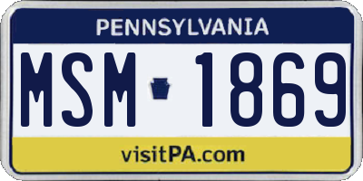 PA license plate MSM1869