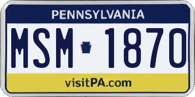 PA license plate MSM1870