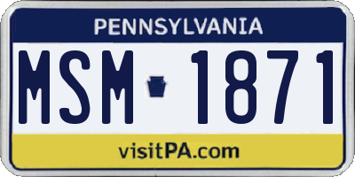 PA license plate MSM1871