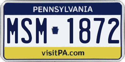 PA license plate MSM1872