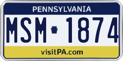 PA license plate MSM1874