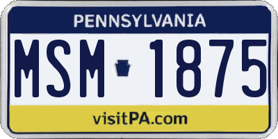 PA license plate MSM1875