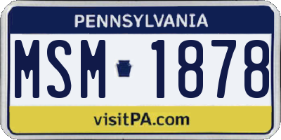 PA license plate MSM1878