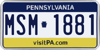 PA license plate MSM1881