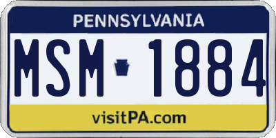 PA license plate MSM1884