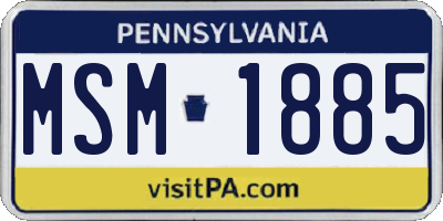 PA license plate MSM1885