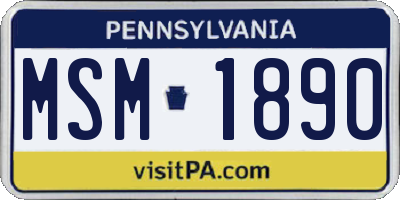 PA license plate MSM1890