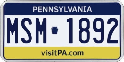 PA license plate MSM1892