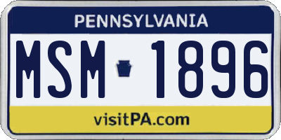 PA license plate MSM1896