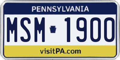 PA license plate MSM1900