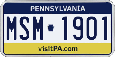 PA license plate MSM1901