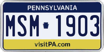 PA license plate MSM1903