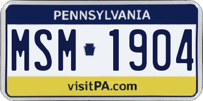 PA license plate MSM1904