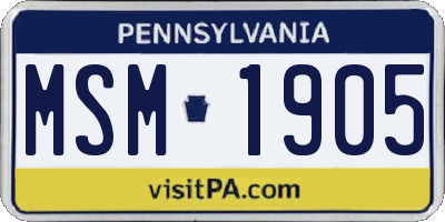 PA license plate MSM1905