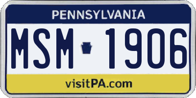 PA license plate MSM1906