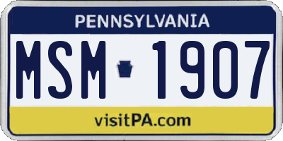 PA license plate MSM1907