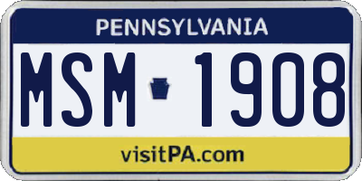 PA license plate MSM1908