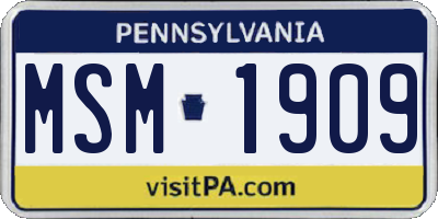 PA license plate MSM1909