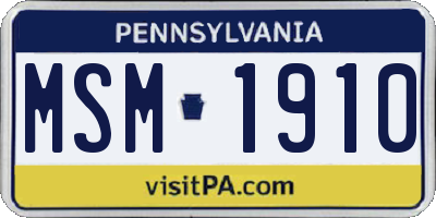 PA license plate MSM1910