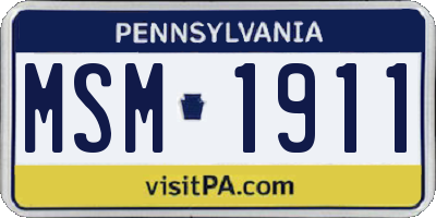 PA license plate MSM1911