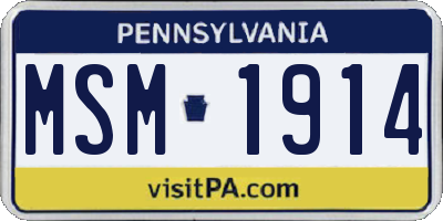 PA license plate MSM1914