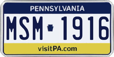 PA license plate MSM1916