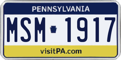 PA license plate MSM1917
