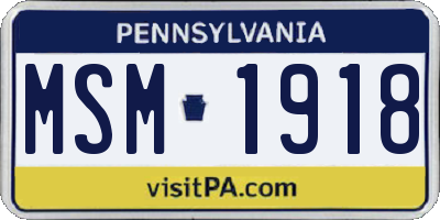 PA license plate MSM1918