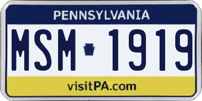 PA license plate MSM1919