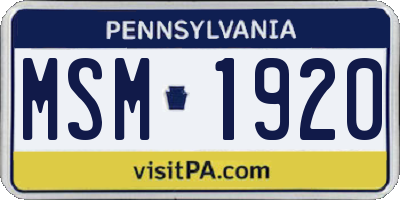 PA license plate MSM1920