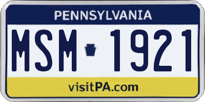 PA license plate MSM1921