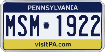 PA license plate MSM1922