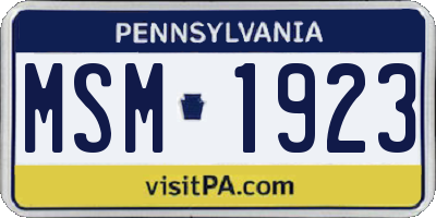 PA license plate MSM1923