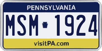 PA license plate MSM1924
