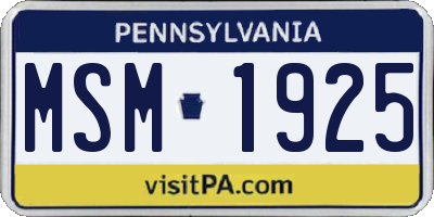 PA license plate MSM1925