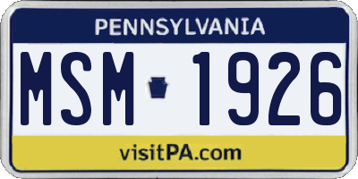 PA license plate MSM1926