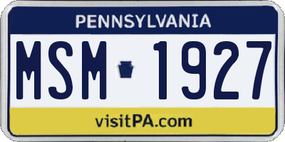 PA license plate MSM1927