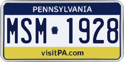 PA license plate MSM1928