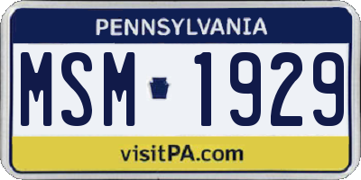 PA license plate MSM1929