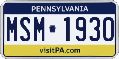PA license plate MSM1930