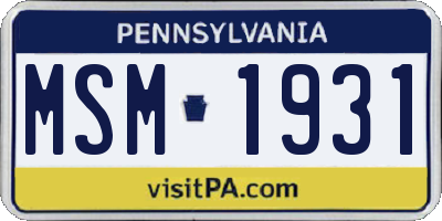 PA license plate MSM1931