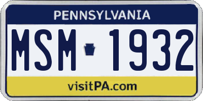 PA license plate MSM1932