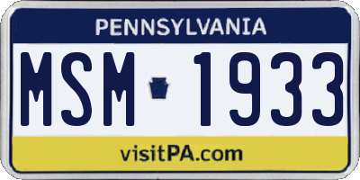 PA license plate MSM1933